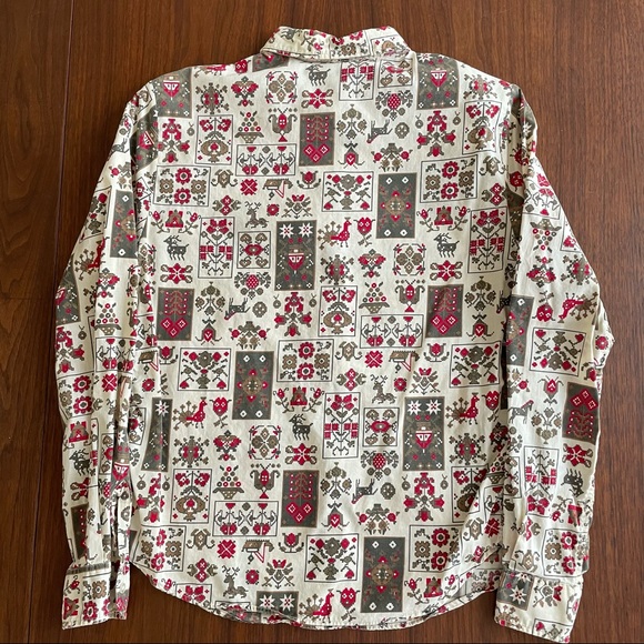 Folk art pattern button-up shirt - Picture 2 of 4